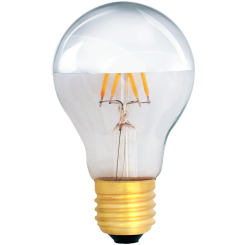 A19 Deco LED E27 240V 4W warmwhite 2700K/ 4 string half silver top/bridge rectifier clear cover 400lm 