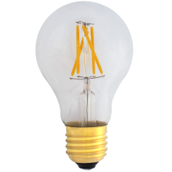 A19 Deco LED E27 240V 4W warmwhite 2700K/ 4 string with bridge rectifier clear cover 420lm dimmable 