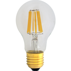 A19 Deco LED E27 240V 6W warmwhite 2700K/ 6 string with bridge rectifier clear cover 620lm dimmable 