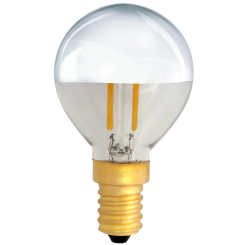 G45 Deco LED E14 240V 2W warmwhite 2700K with bridge rectifier half silver top cover 220lm 