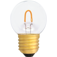 G45 Deco LED curved E27 240V 1W warmwhite 2400K bridge rectifier clear glass cover 90lm 10.000h 